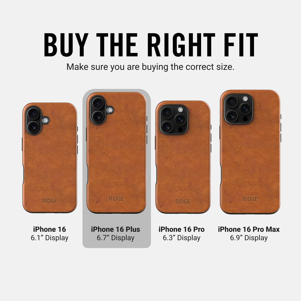Ridge Phone Case - Tobacco Brown Leather - iPhone 16 Plus