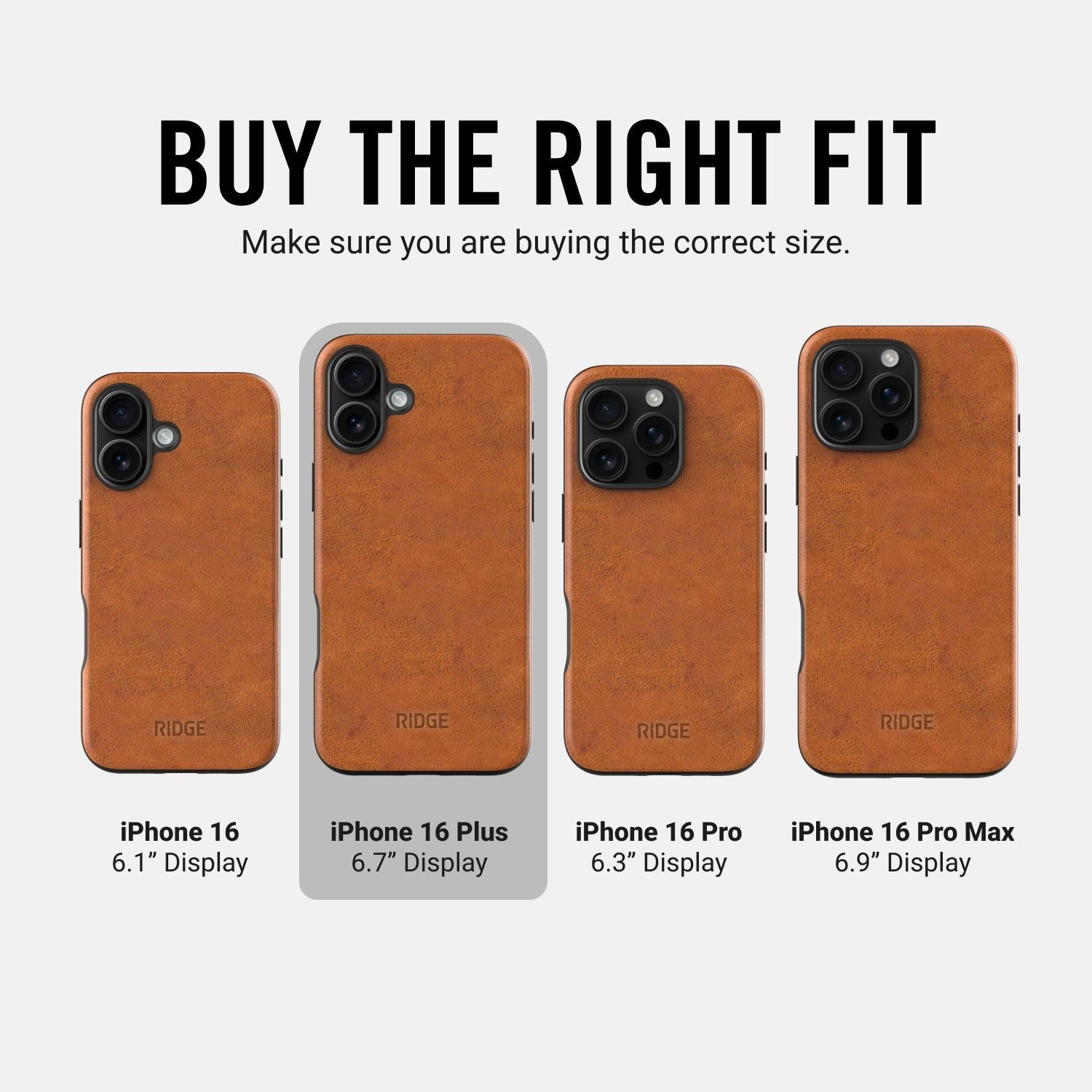 Ridge Phone Case - Tobacco Brown Leather - iPhone 16 Plus