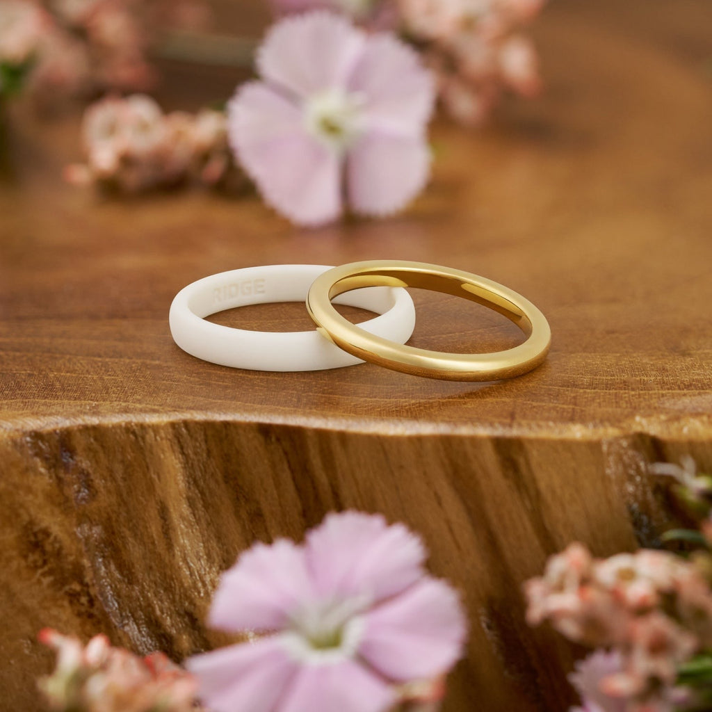 2mm Rounded Ring Set - 14K Yellow Gold