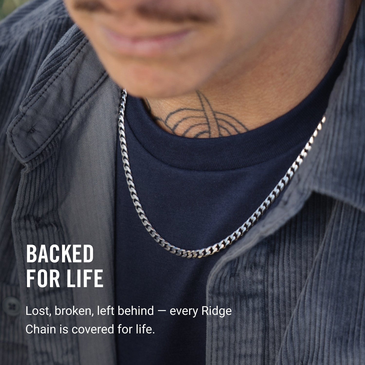 5mm Curb Chain - Platinum - 22"