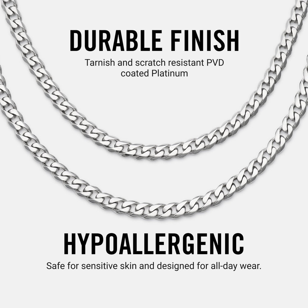 5mm Curb Chain - Platinum - 20"