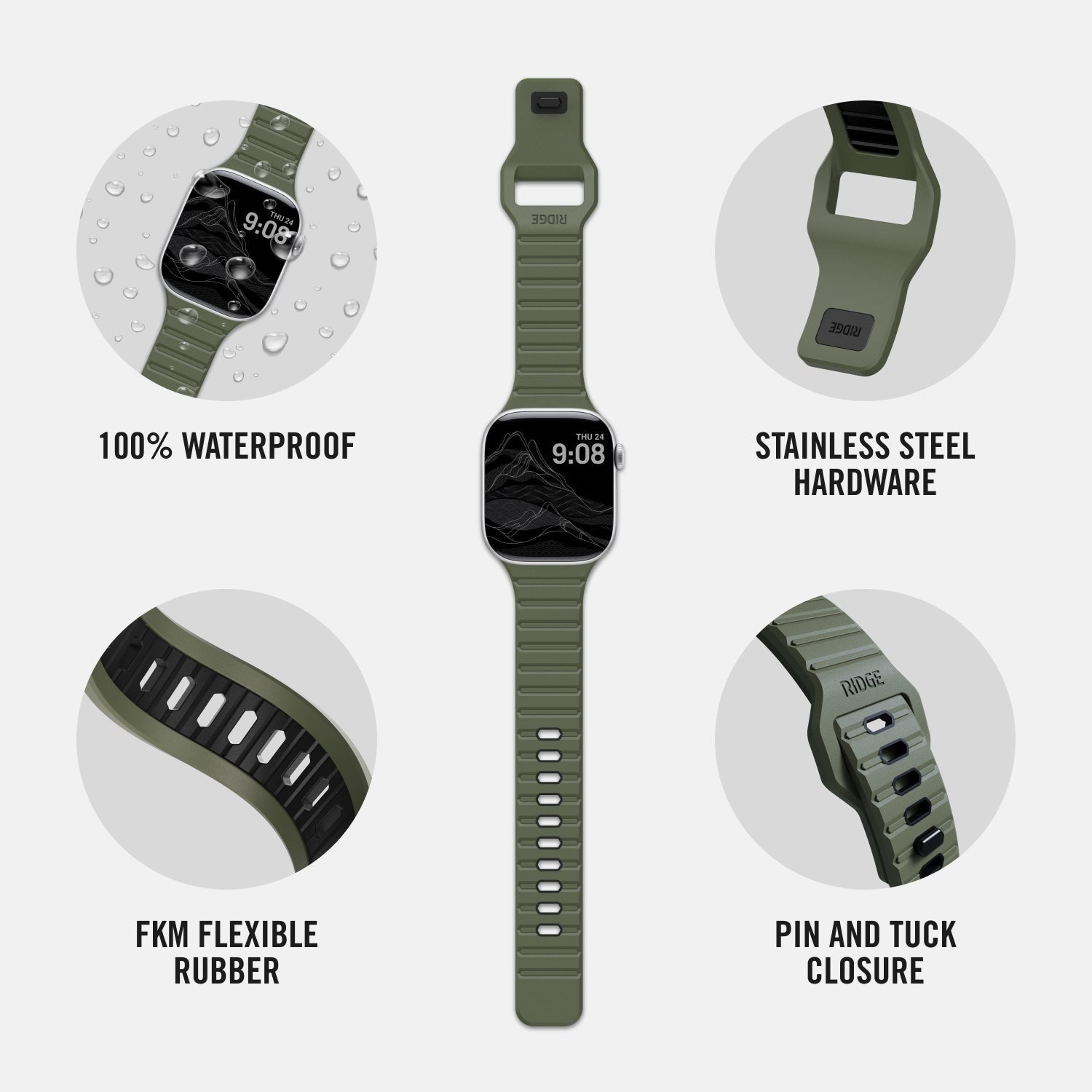 Everyday Watch Strap - Matte Olive - 41/42mm