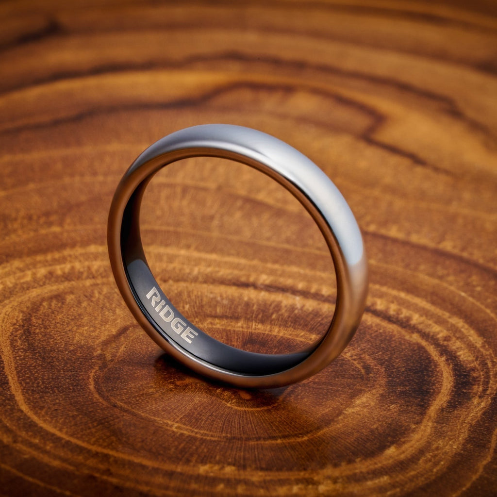 4mm Rounded Ring Set - Platinum