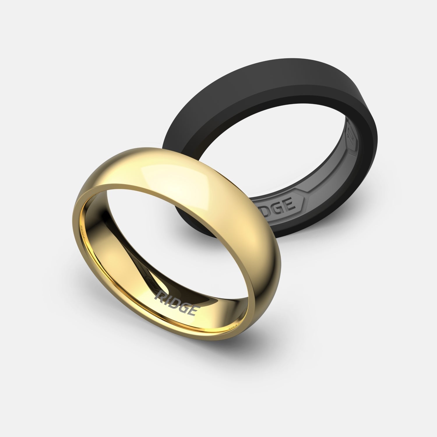 6mm Rounded Ring Set - 24K Gold - Tantalum Carbide