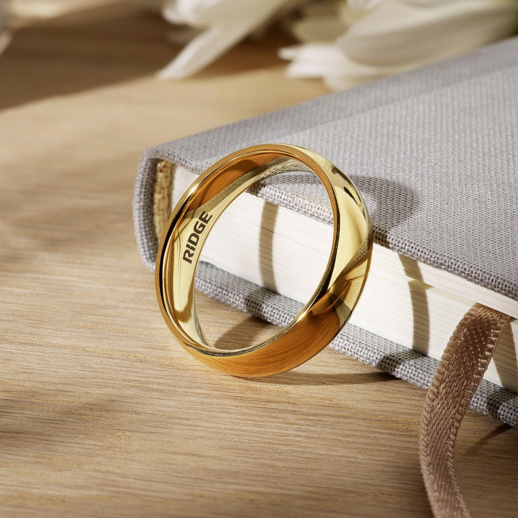 6mm Rounded Ring Set - 24K Gold - Tantalum Carbide