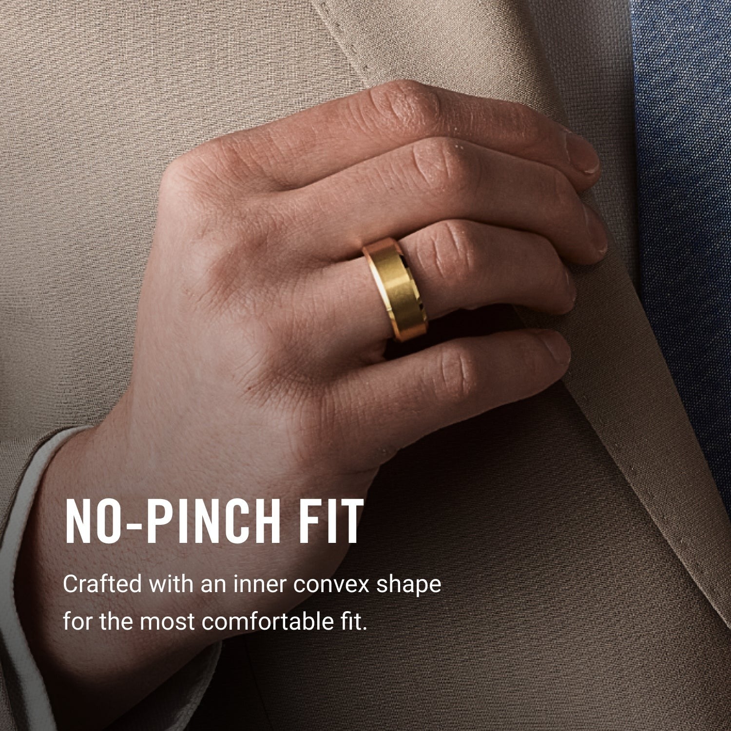 8mm Beveled Ring Set - 24K Gold - Tantalum Carbide