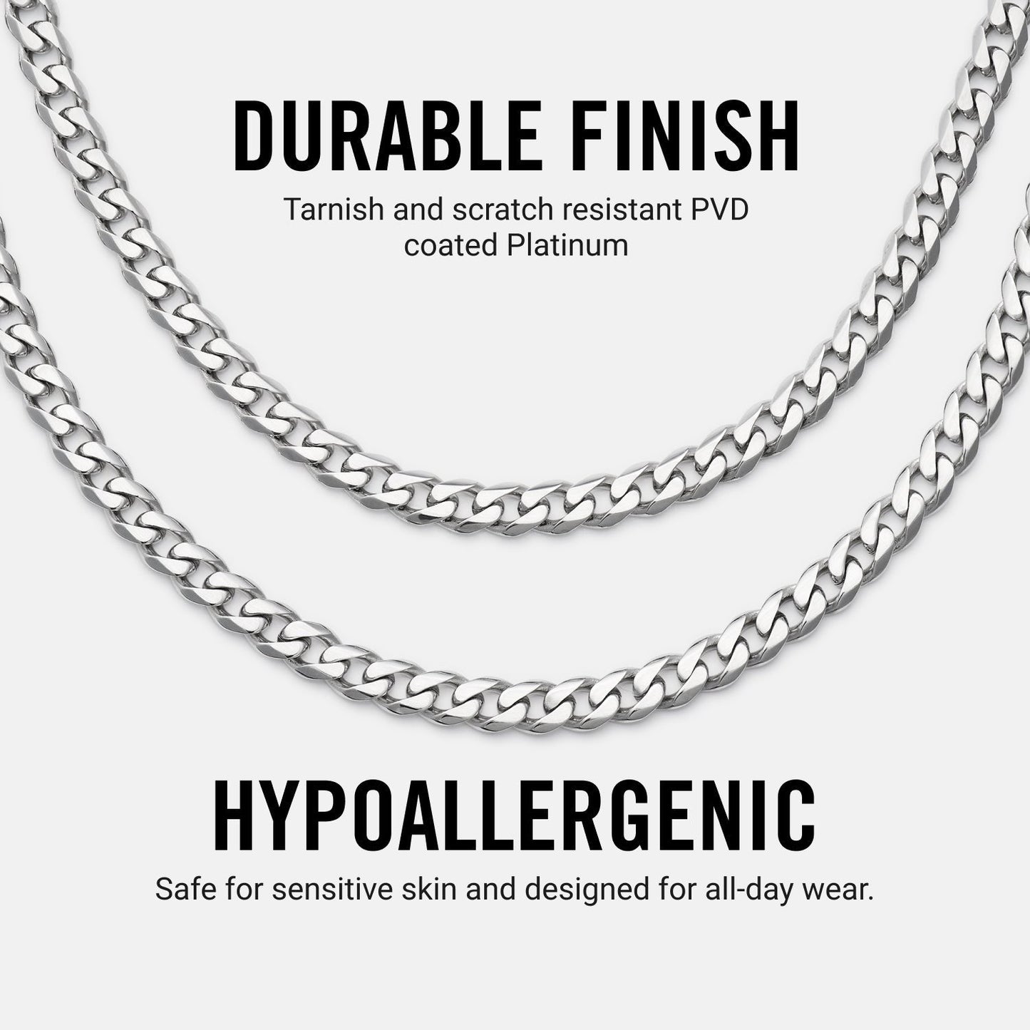 5mm Curb Chain - Platinum - 22"