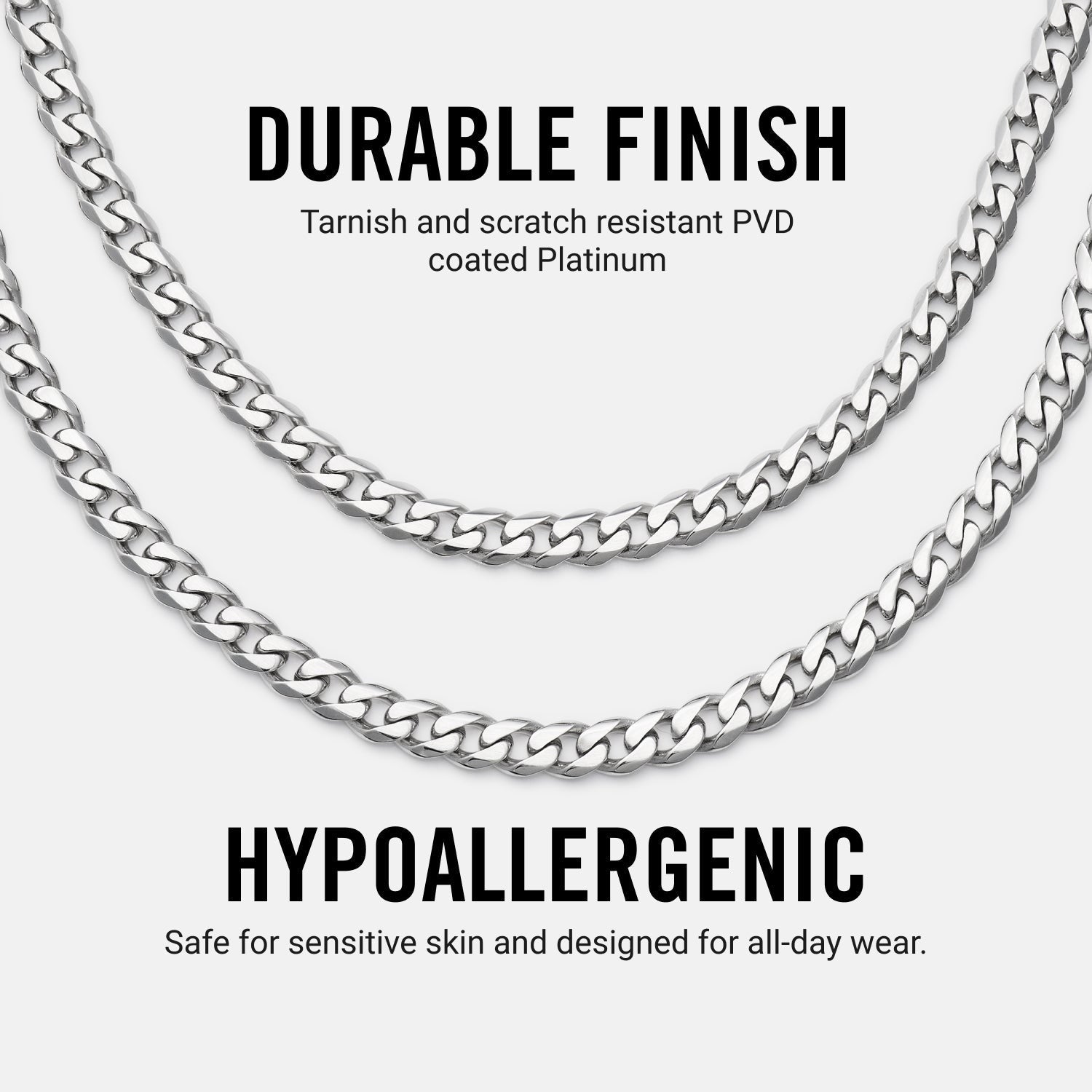 5mm Curb Chain - Platinum - 22"