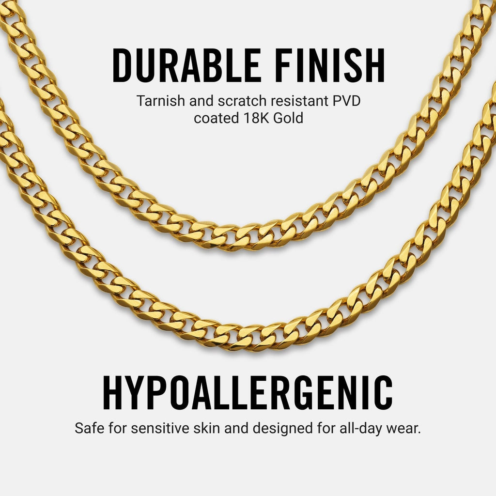 5mm Curb Chain - 18K Gold - 22"