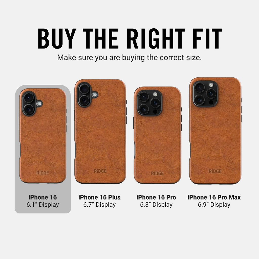 Ridge Phone Case - Tobacco Brown Leather - iPhone 16