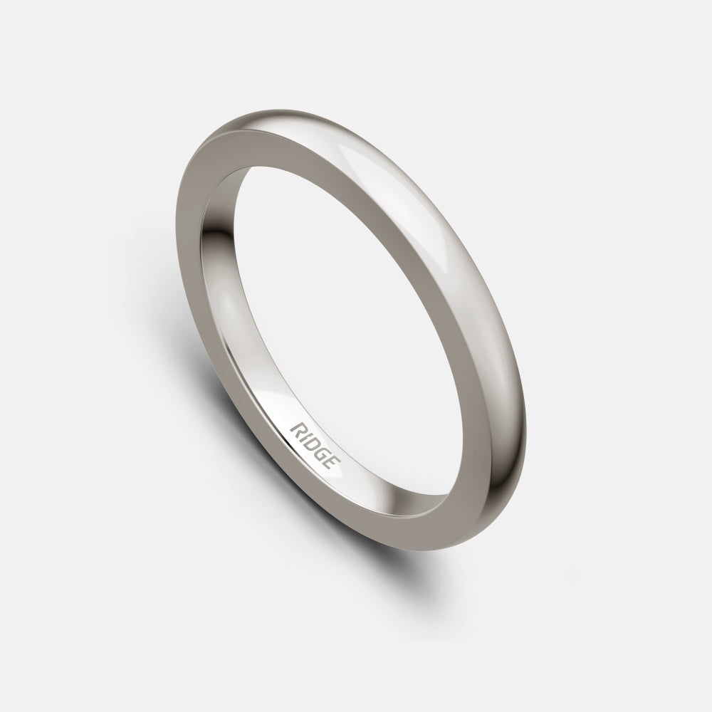 2mm Rounded Ring Set - 14K White Gold