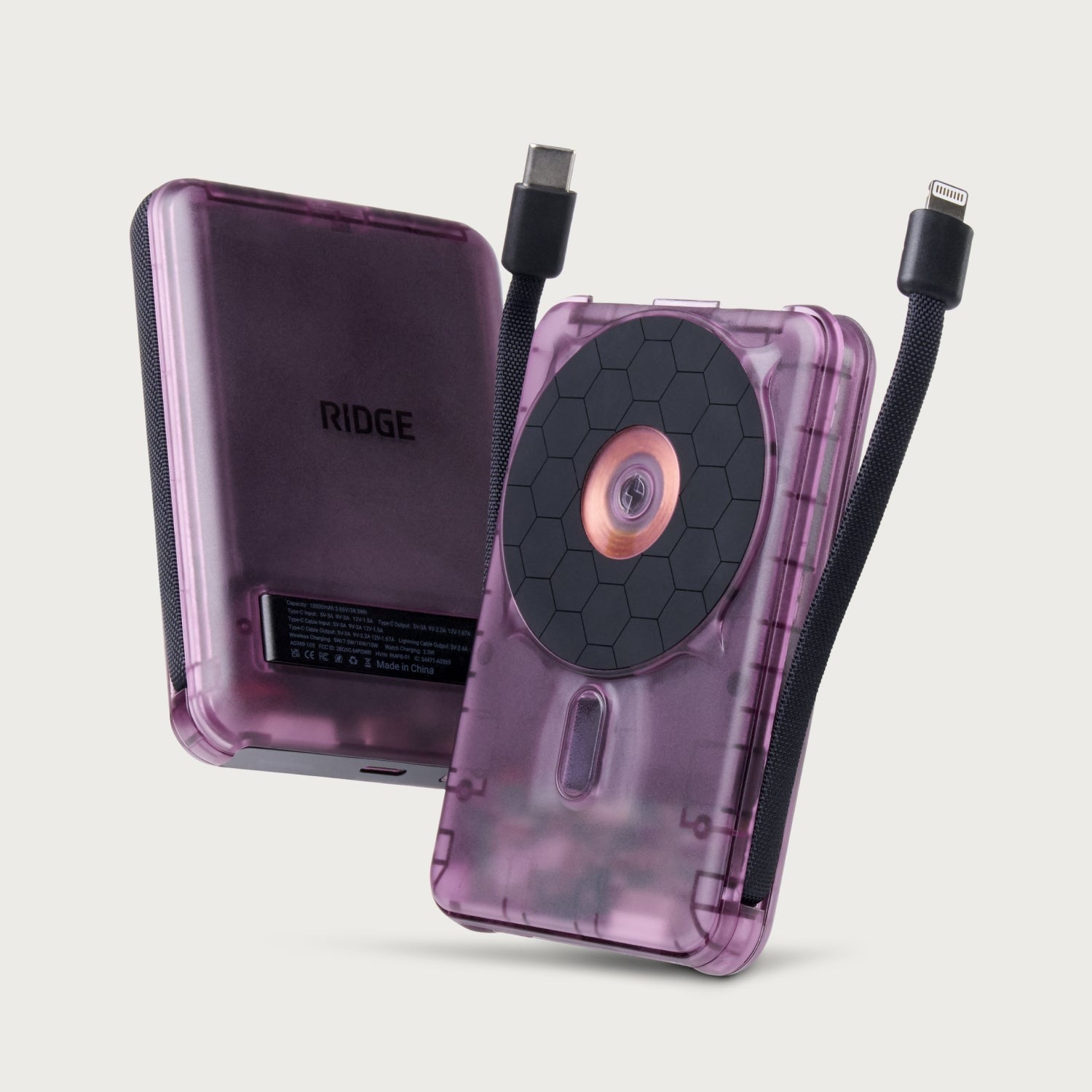 Ridge Power Bank - 10k mAh - Atomic Purple