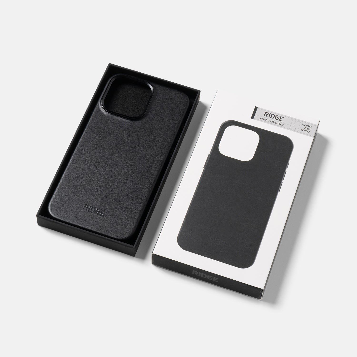 Ridge Phone Case - Midnight Black Leather - iPhone 15 Pro Max