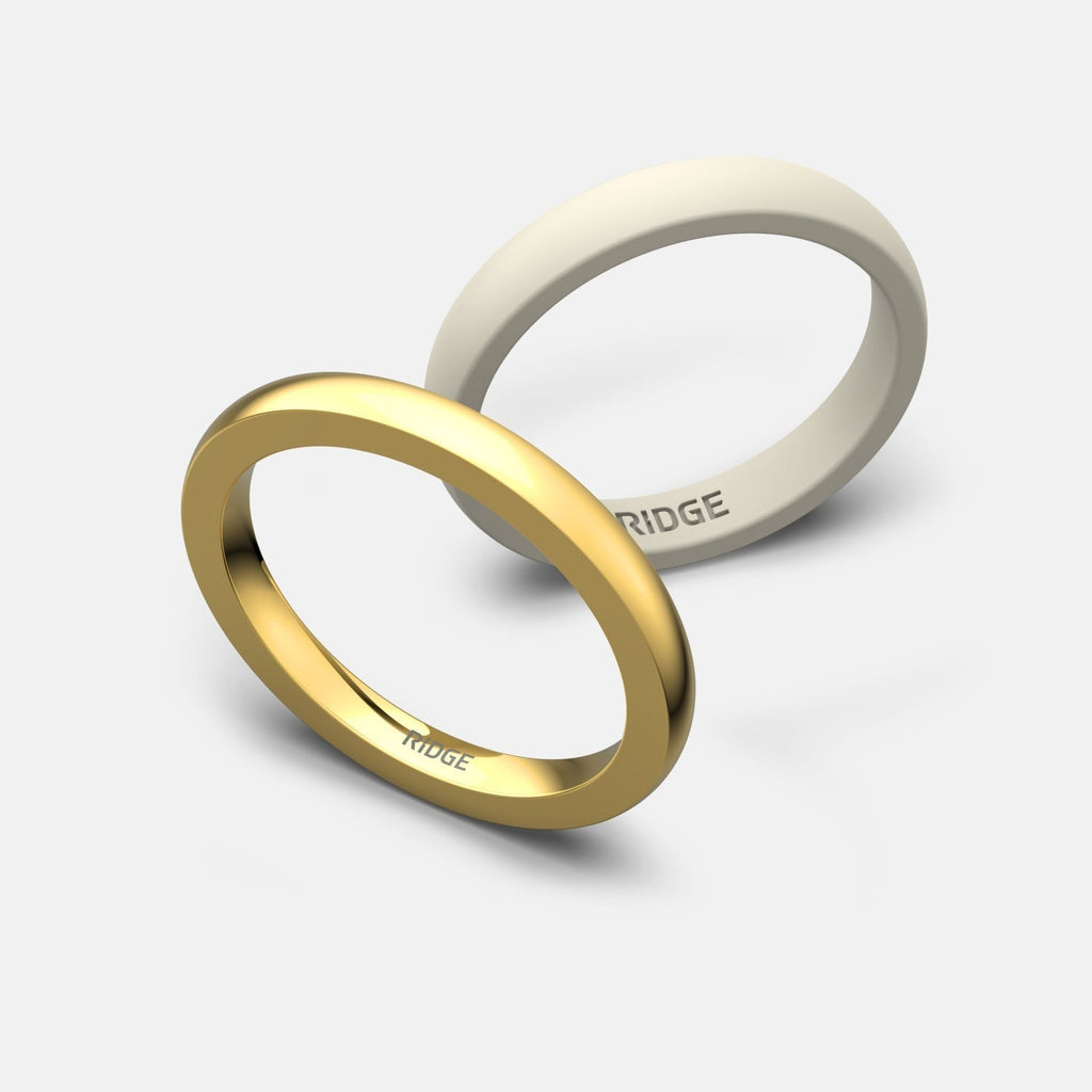 2mm Rounded Ring Set - 14K Yellow Gold