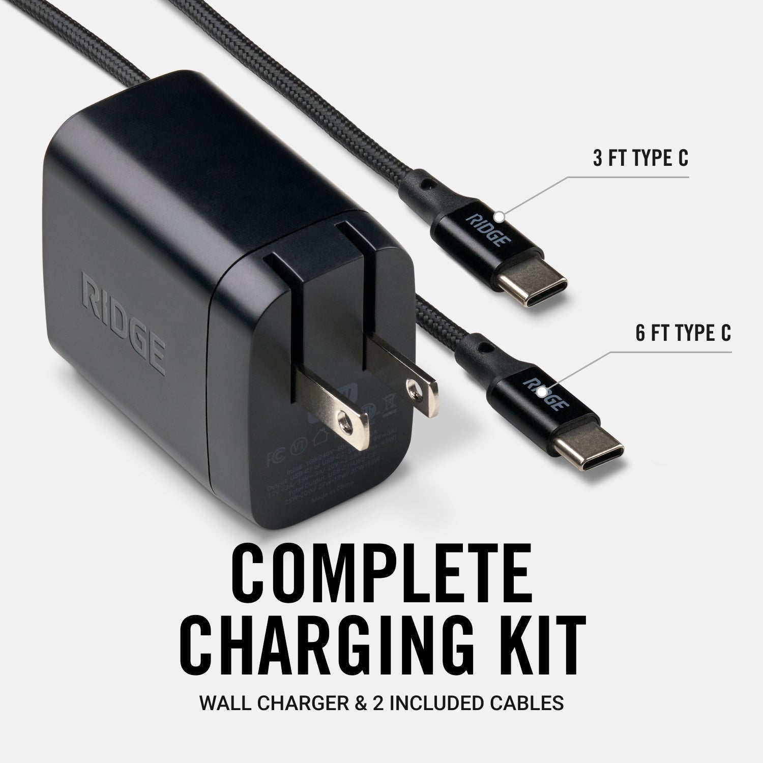 Wall Charger Set - 45W - Matte Black