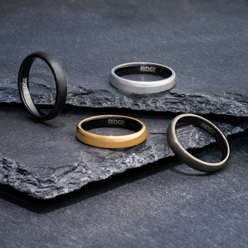 4mm Rounded Ring Set - Platinum