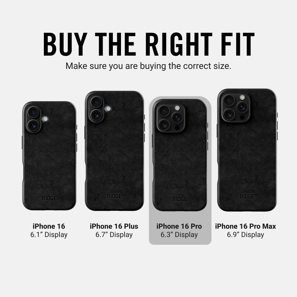 Ridge Phone Case - Midnight Black Leather - iPhone 16 Pro