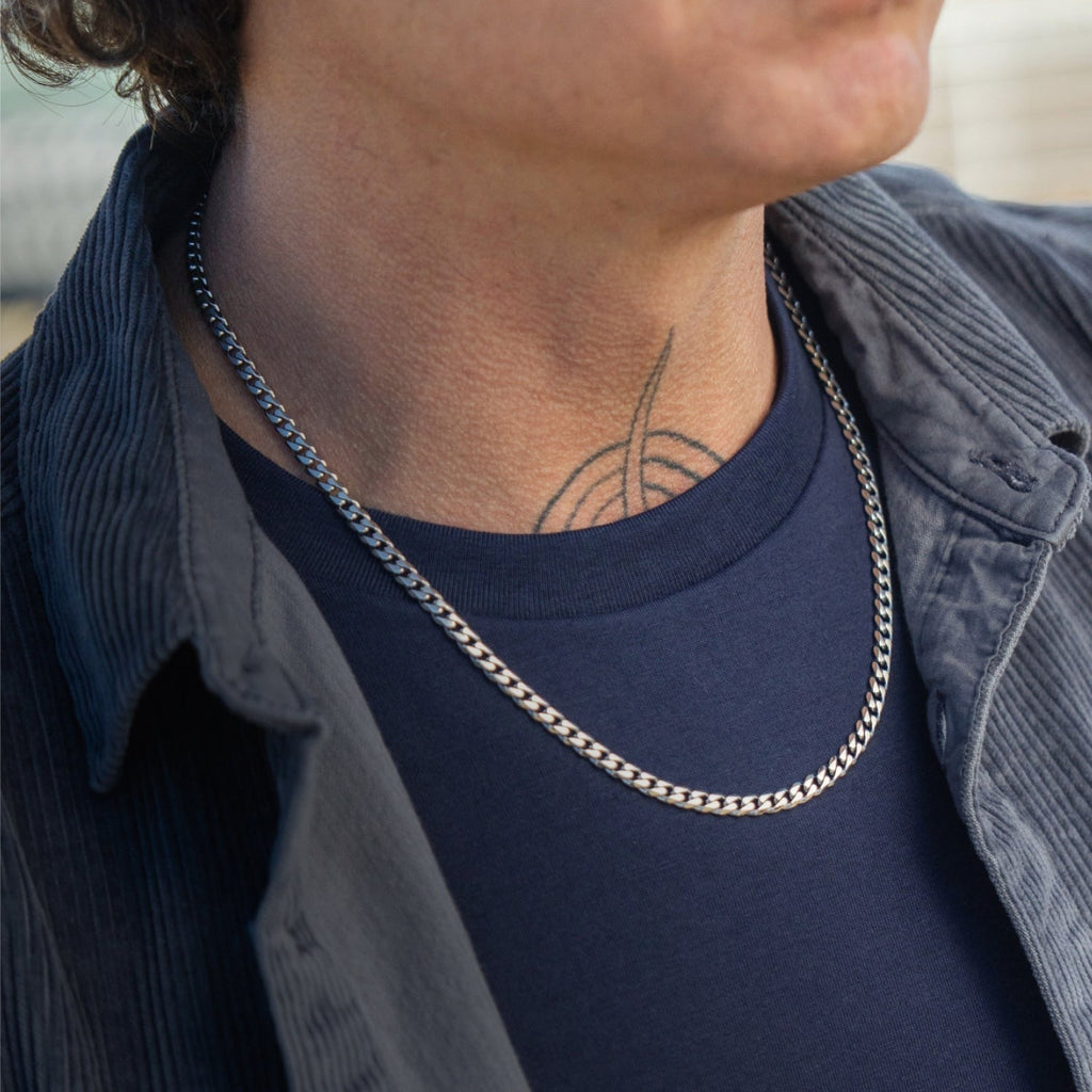 5mm Curb Chain - Platinum - 22"