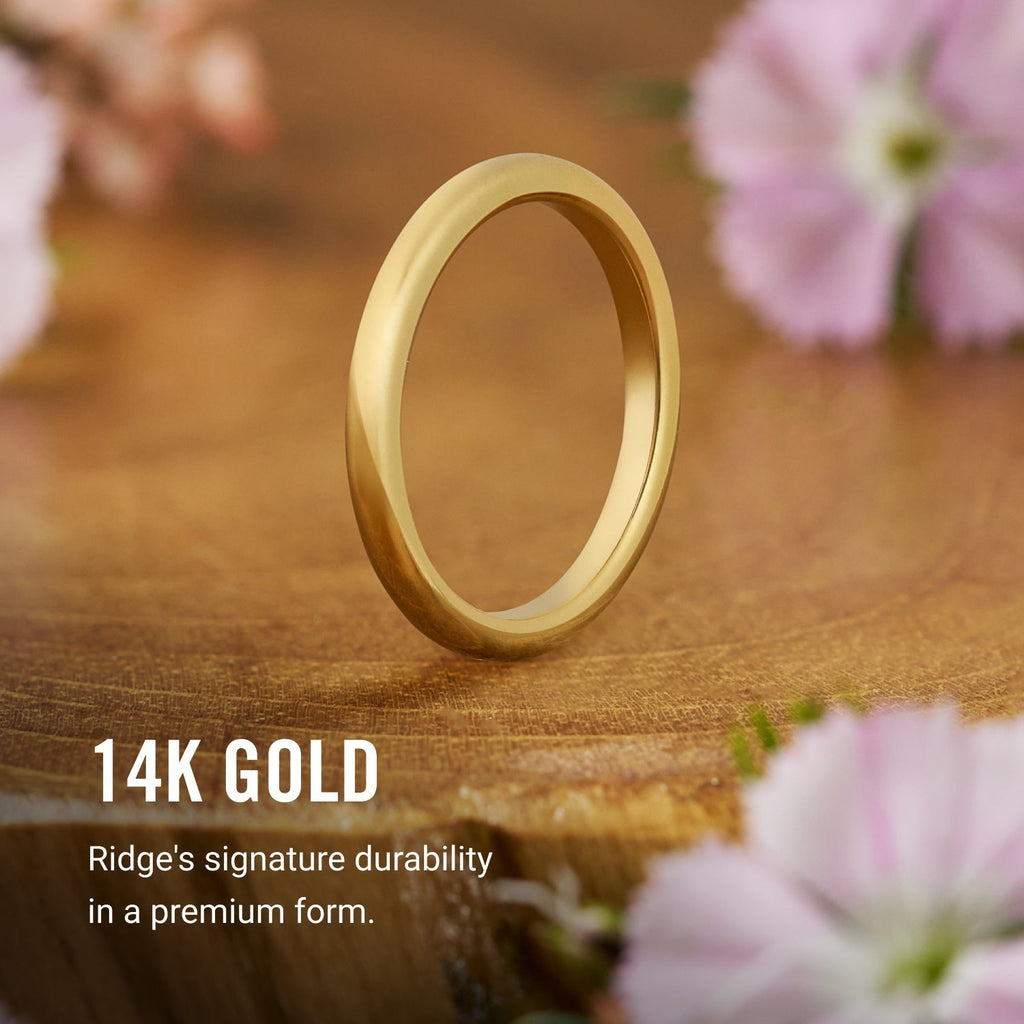 2mm Rounded Ring Set - 14K Yellow Gold