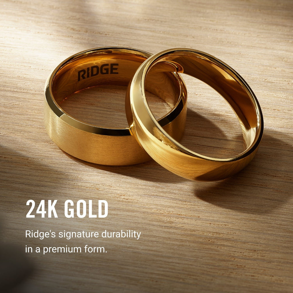 6mm Rounded Ring Set - 24K Gold - Tantalum Carbide