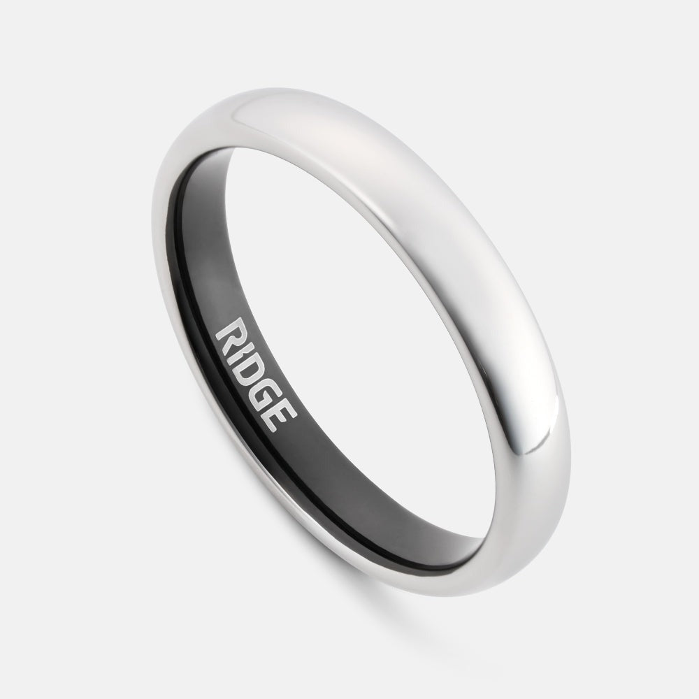 4mm Rounded Ring Set - Platinum