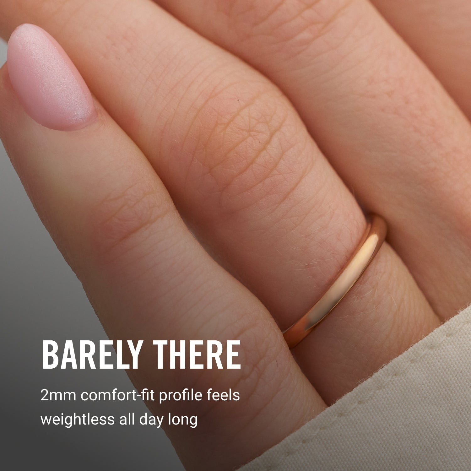 2mm Rounded Ring Set - 14K Rose Gold