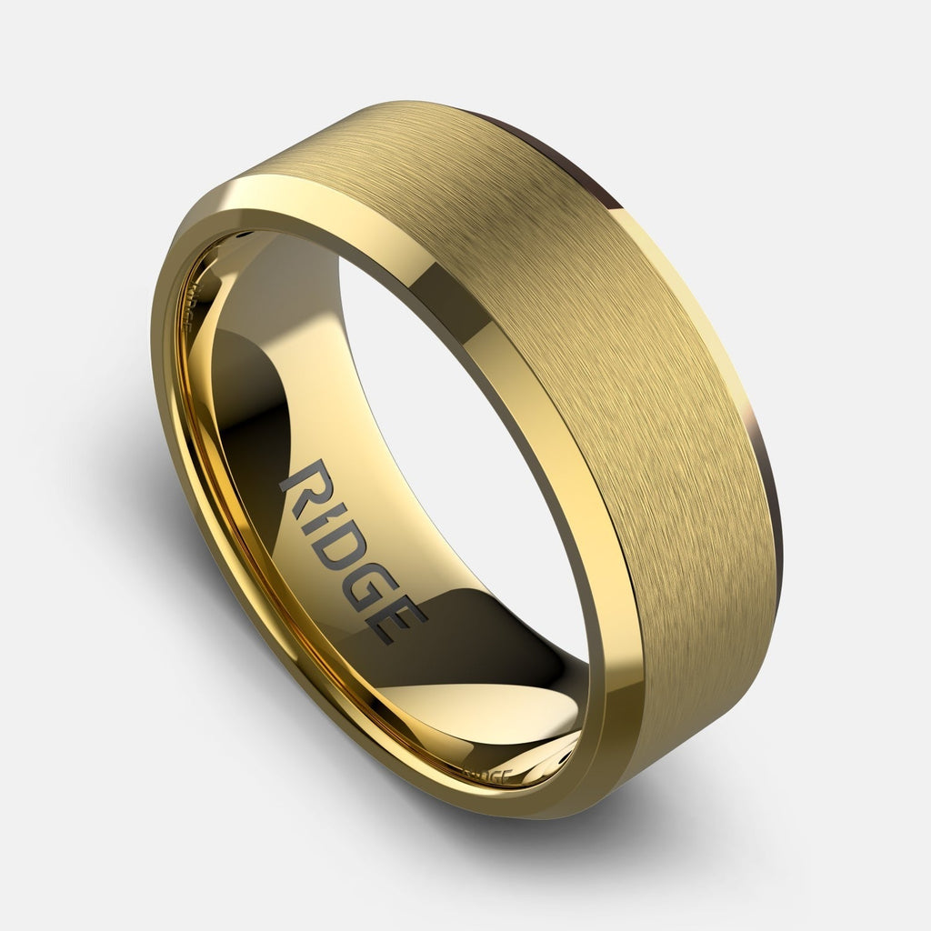 8mm Beveled Ring Set - 24K Gold - Tantalum Carbide