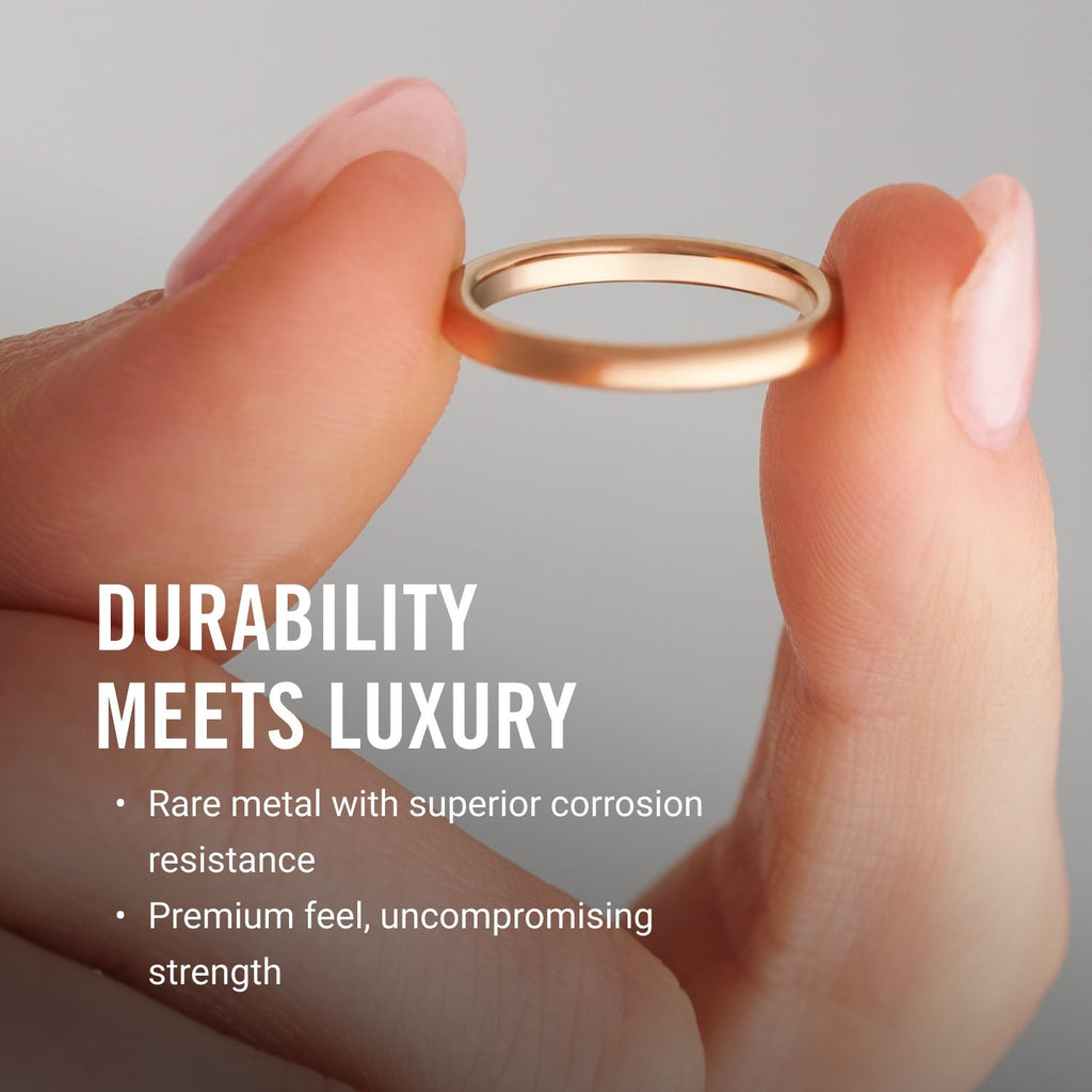 2mm Rounded Ring Set - 14K Rose Gold
