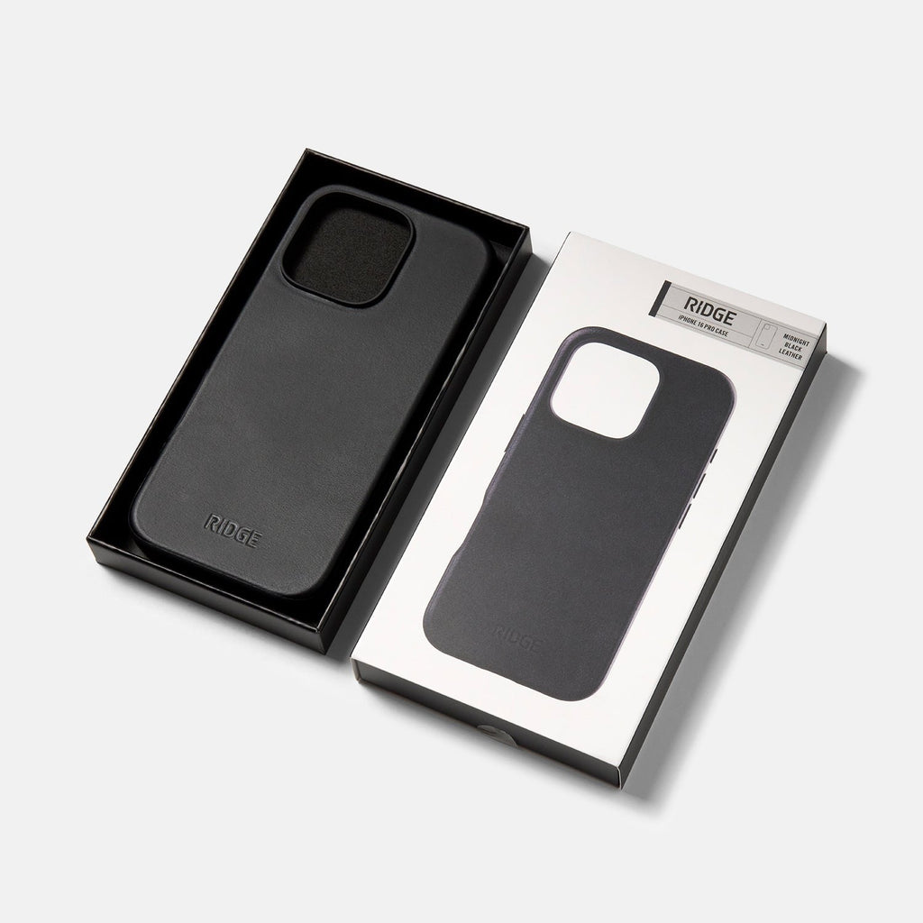 Ridge Phone Case - Midnight Black Leather - iPhone 16 Pro