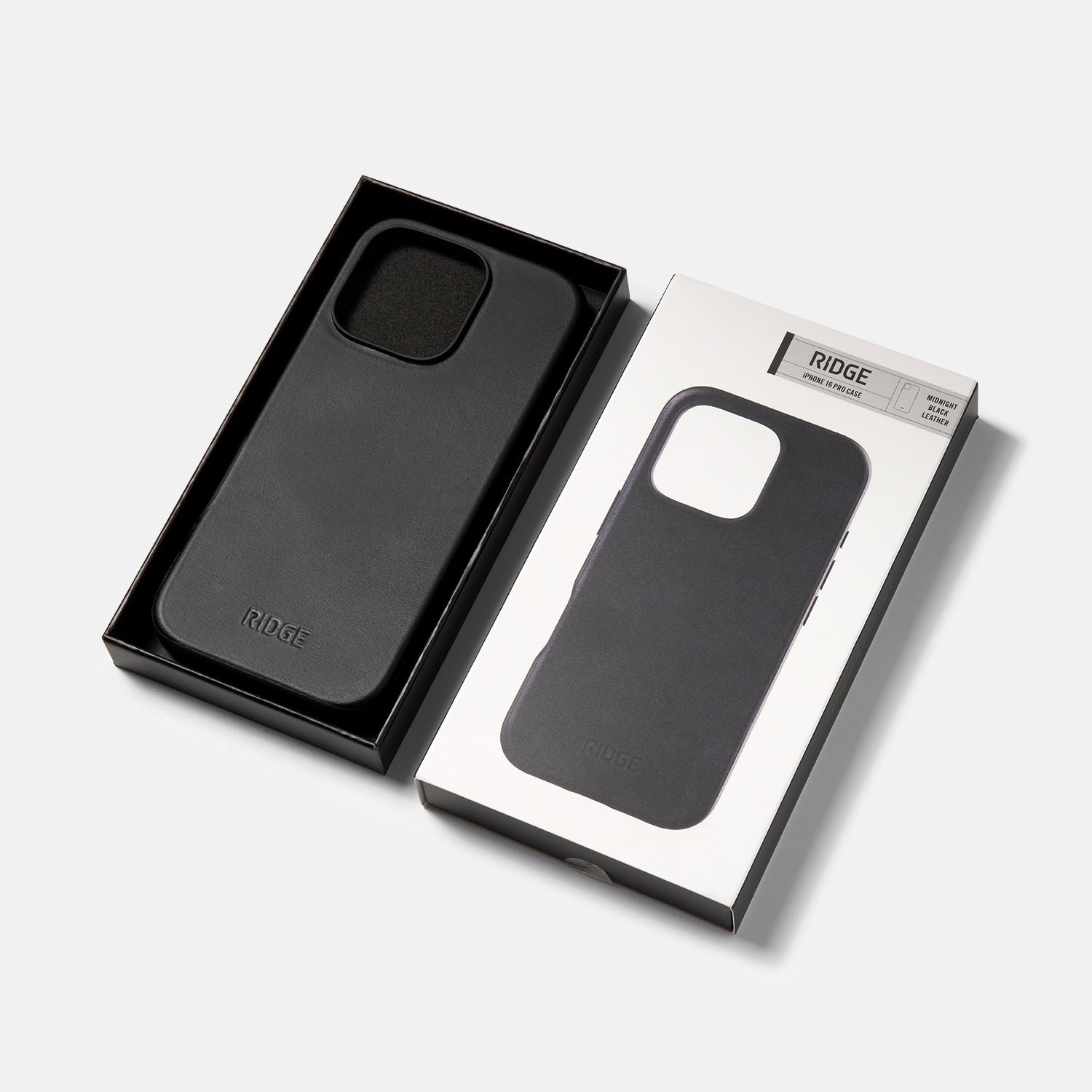 Ridge Phone Case - Midnight Black Leather - iPhone 16 Pro