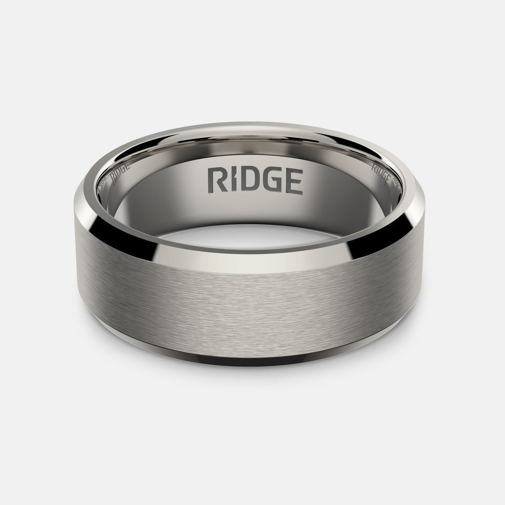 8mm Beveled Ring Set - Platinum - Tantalum Carbide