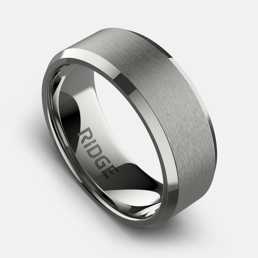 8mm Beveled Ring Set - Platinum - Tantalum Carbide
