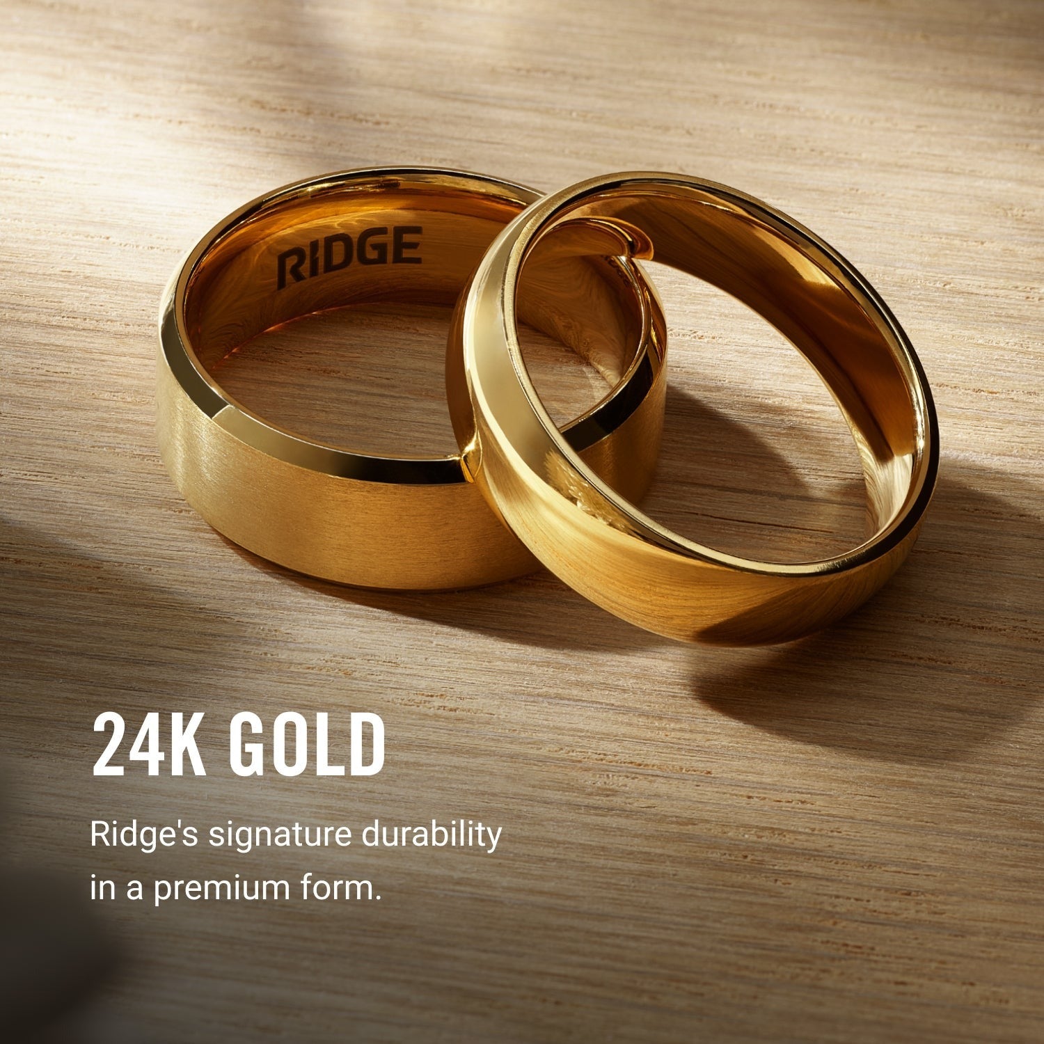 8mm Beveled Ring Set - 24K Gold - Tantalum Carbide