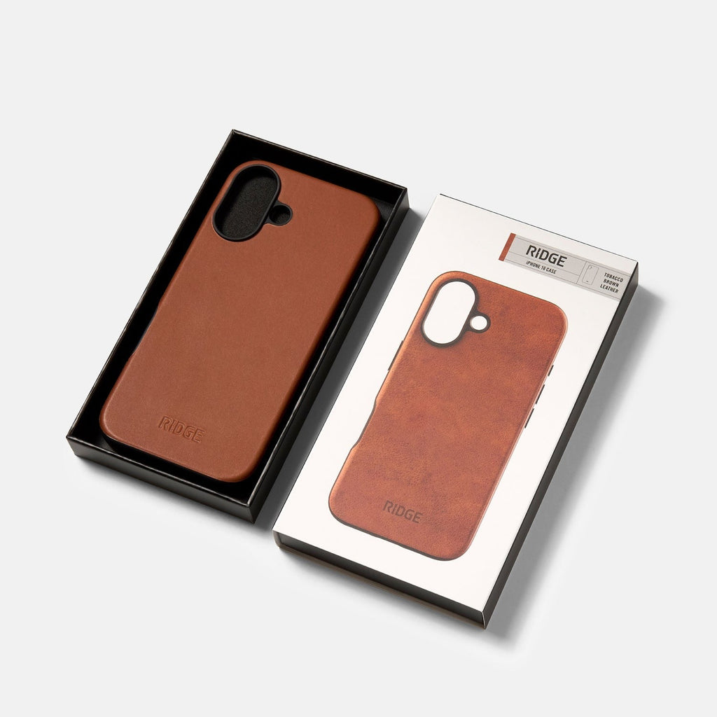 Ridge Phone Case - Tobacco Brown Leather - iPhone 16