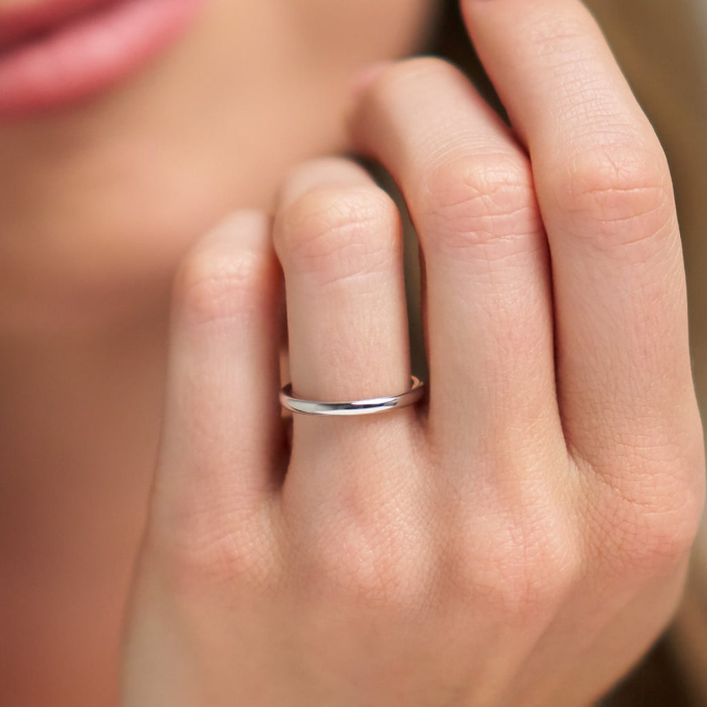 2mm Rounded Ring Set - 14K White Gold