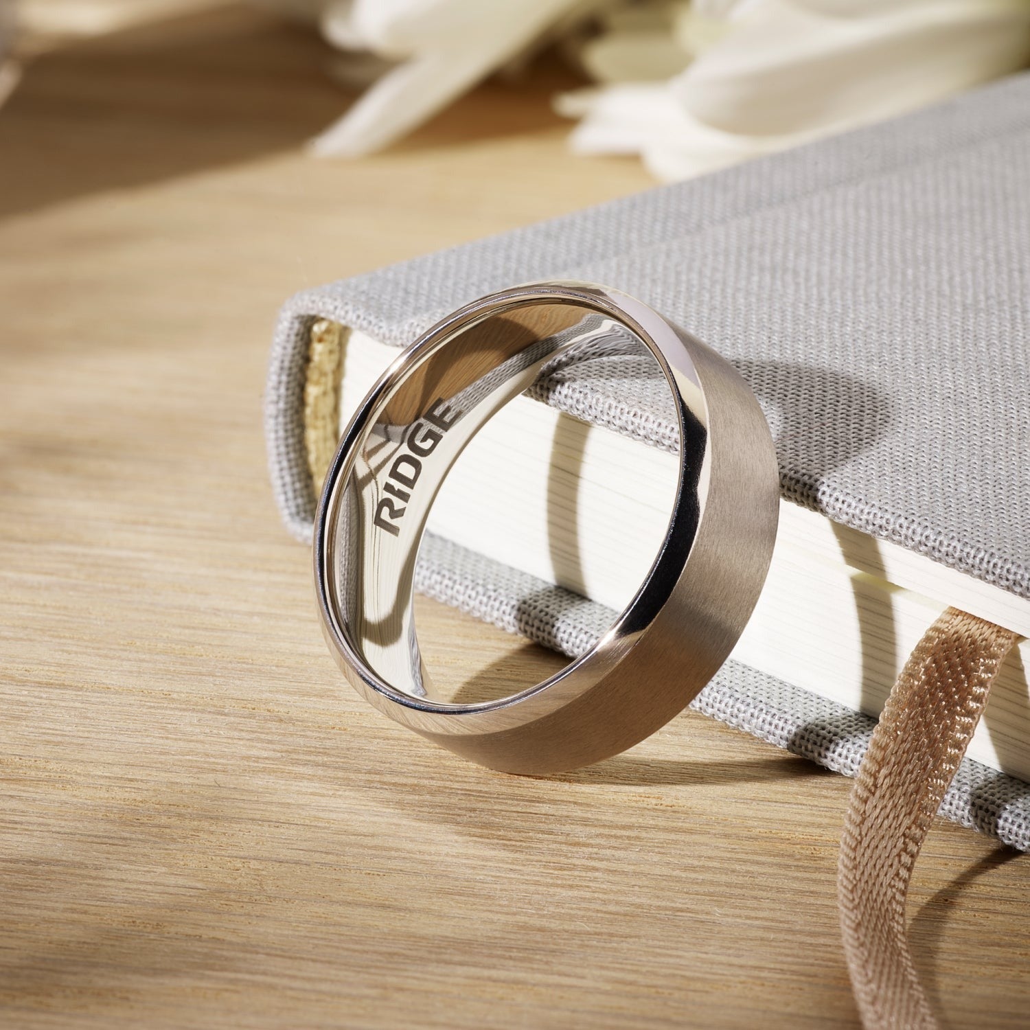 8mm Beveled Ring Set - Platinum - Tantalum Carbide