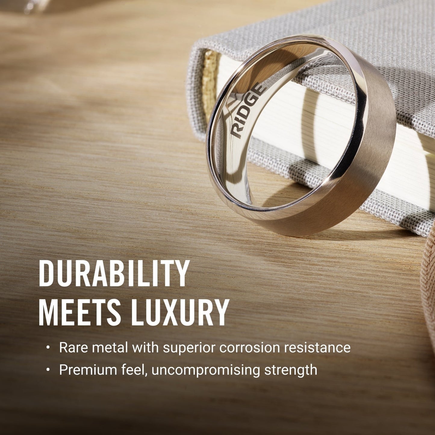 8mm Beveled Ring Set - 24K Gold - Tantalum Carbide