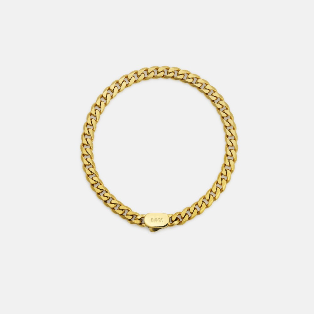 6mm Curb Bracelet - 18K Gold - Large