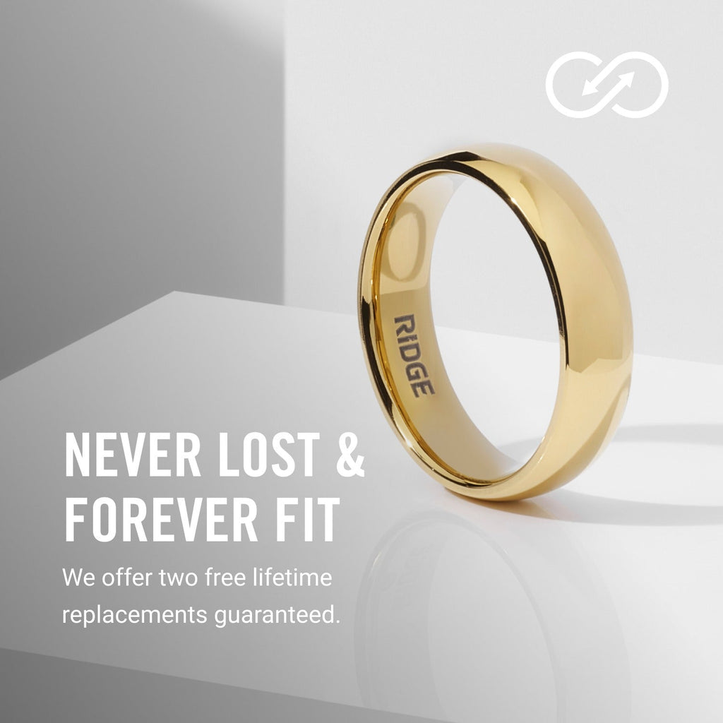 6mm Rounded Ring Set - 24K Gold - Tantalum Carbide