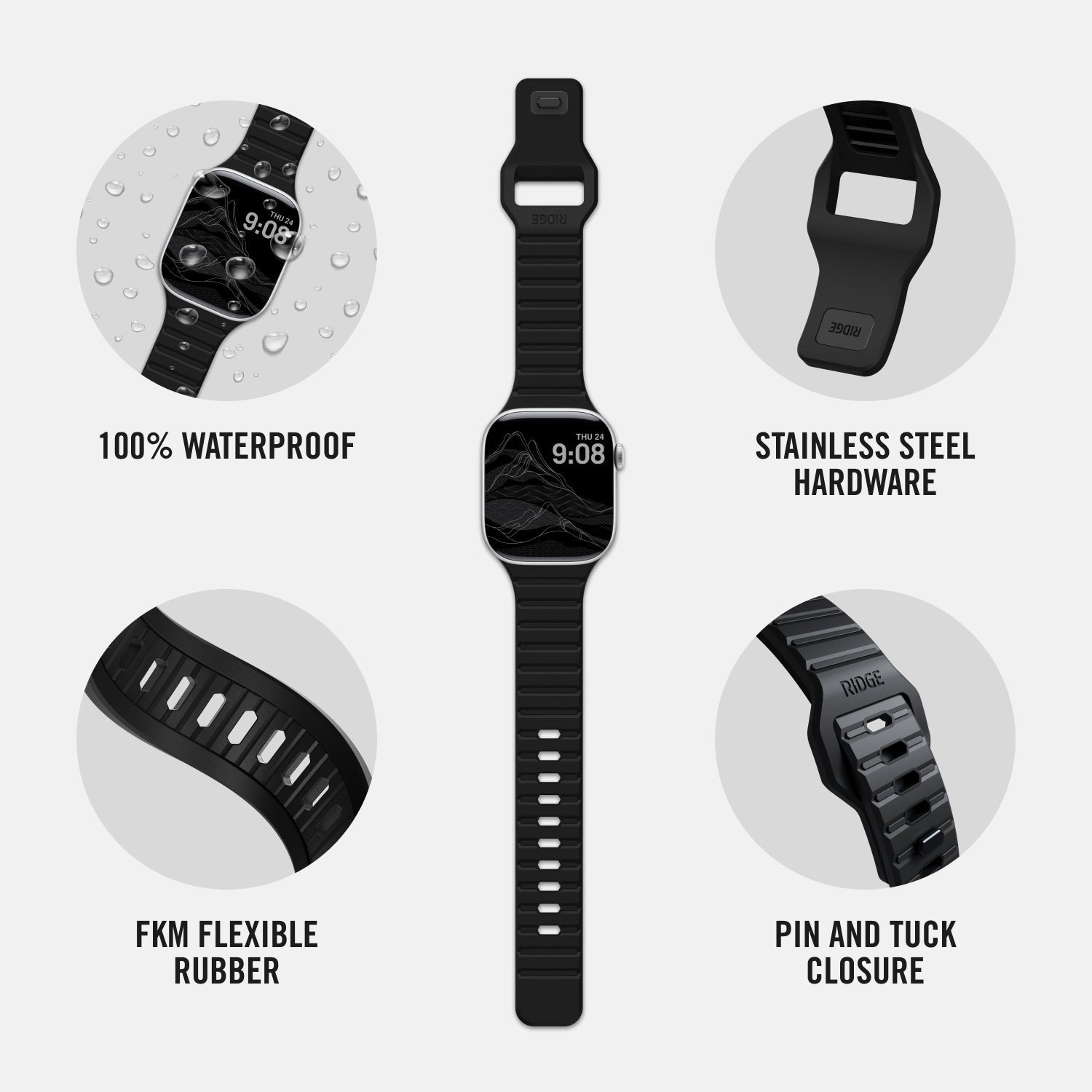 Everyday Watch Straps - Matte Black - 41/42mm