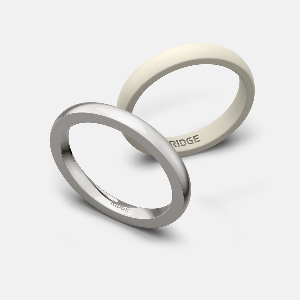 2mm Rounded Ring Set - 14K White Gold