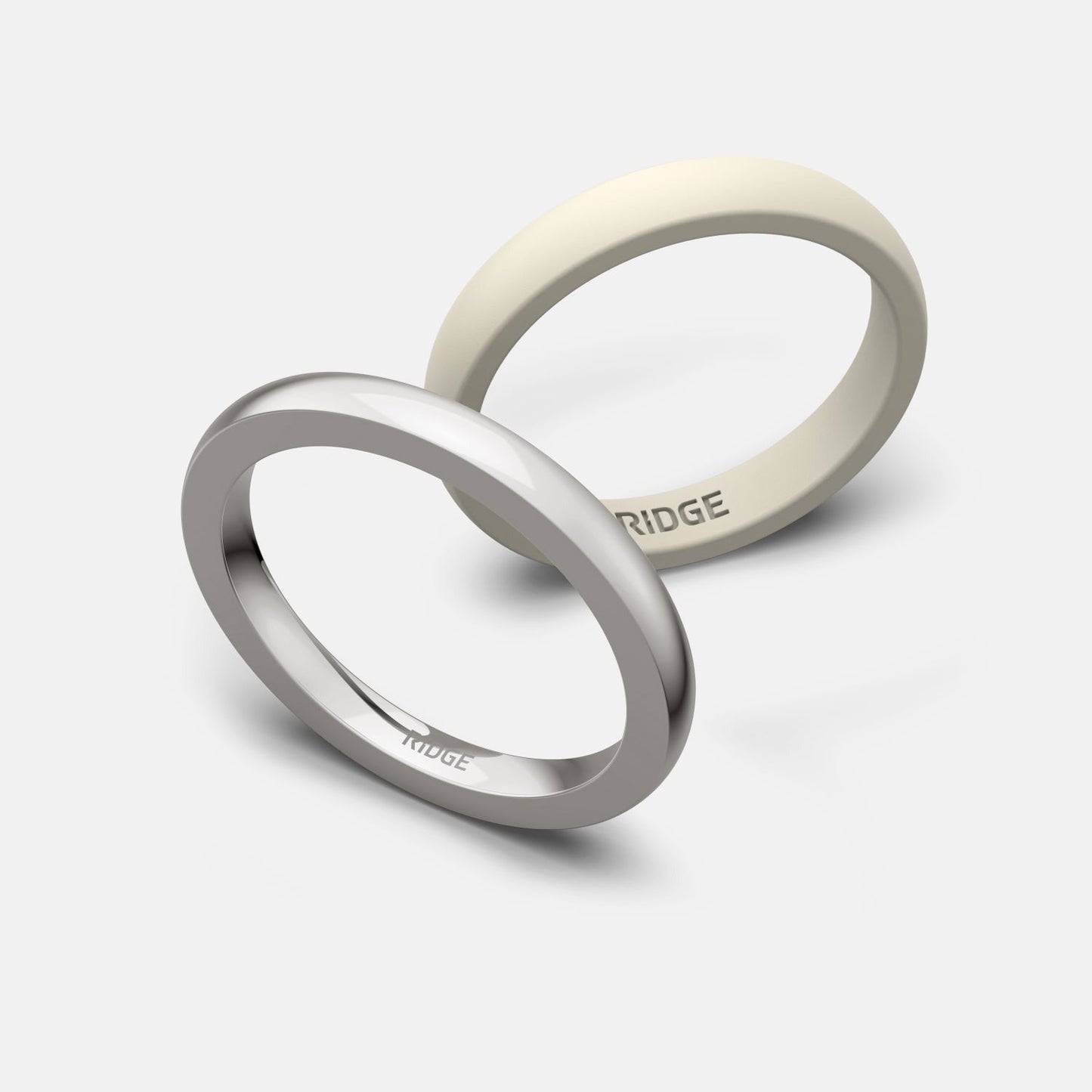 2mm Rounded Ring Set - 14K White Gold
