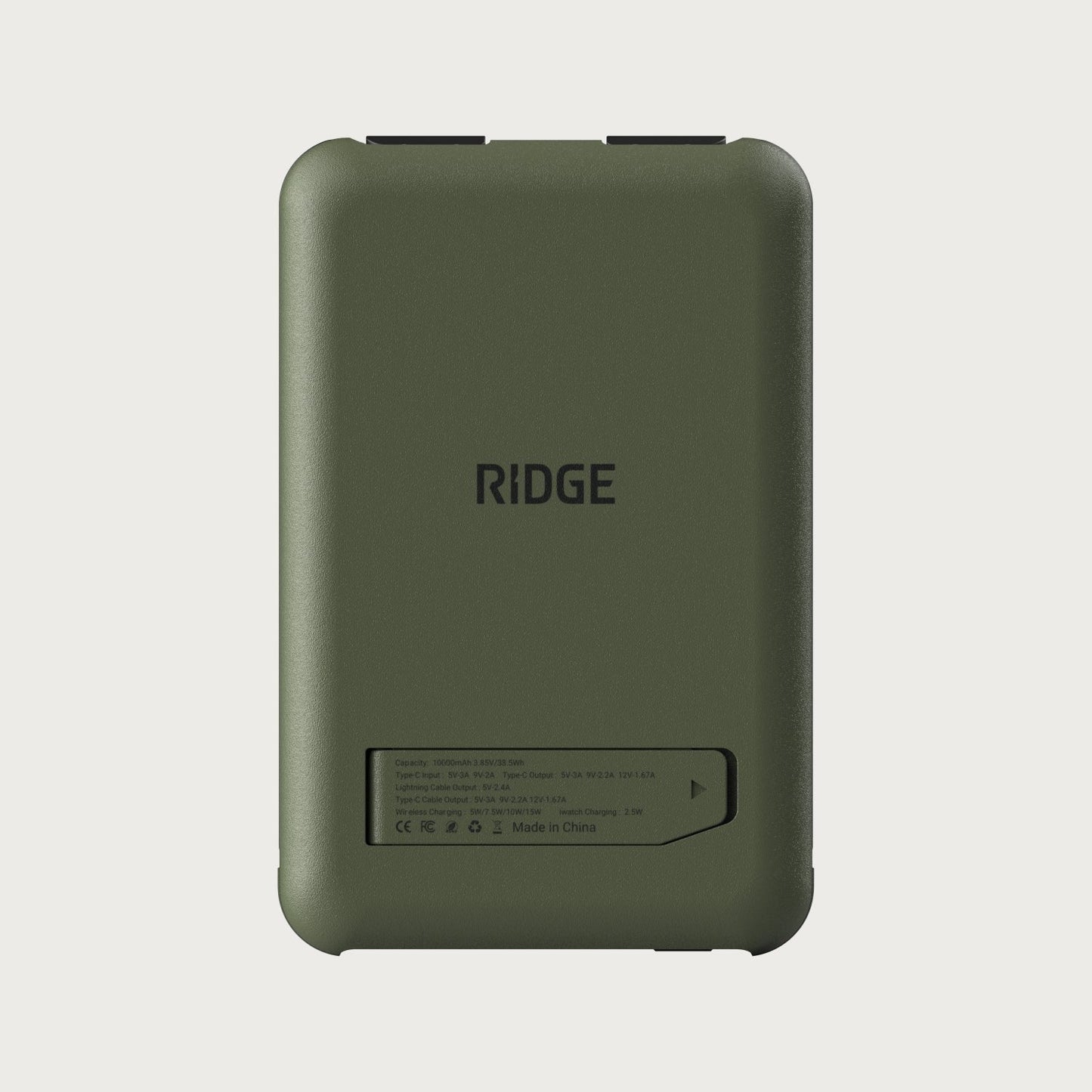 Ridge Power Bank - 10k mAh - Matte Olive