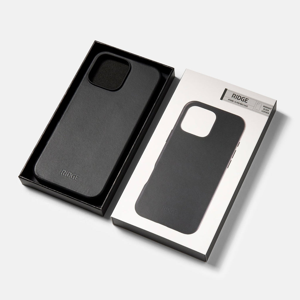 Ridge Phone Case - Midnight Black Leather - iPhone 16 Pro Max