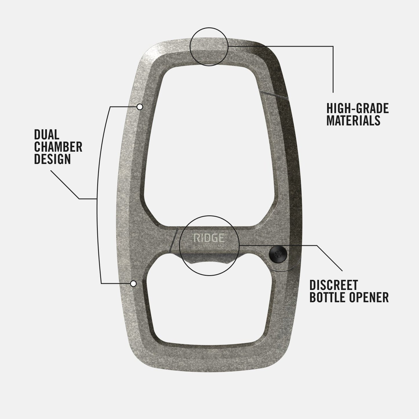 Dual Chamber Carabiner - Stonewashed Titanium