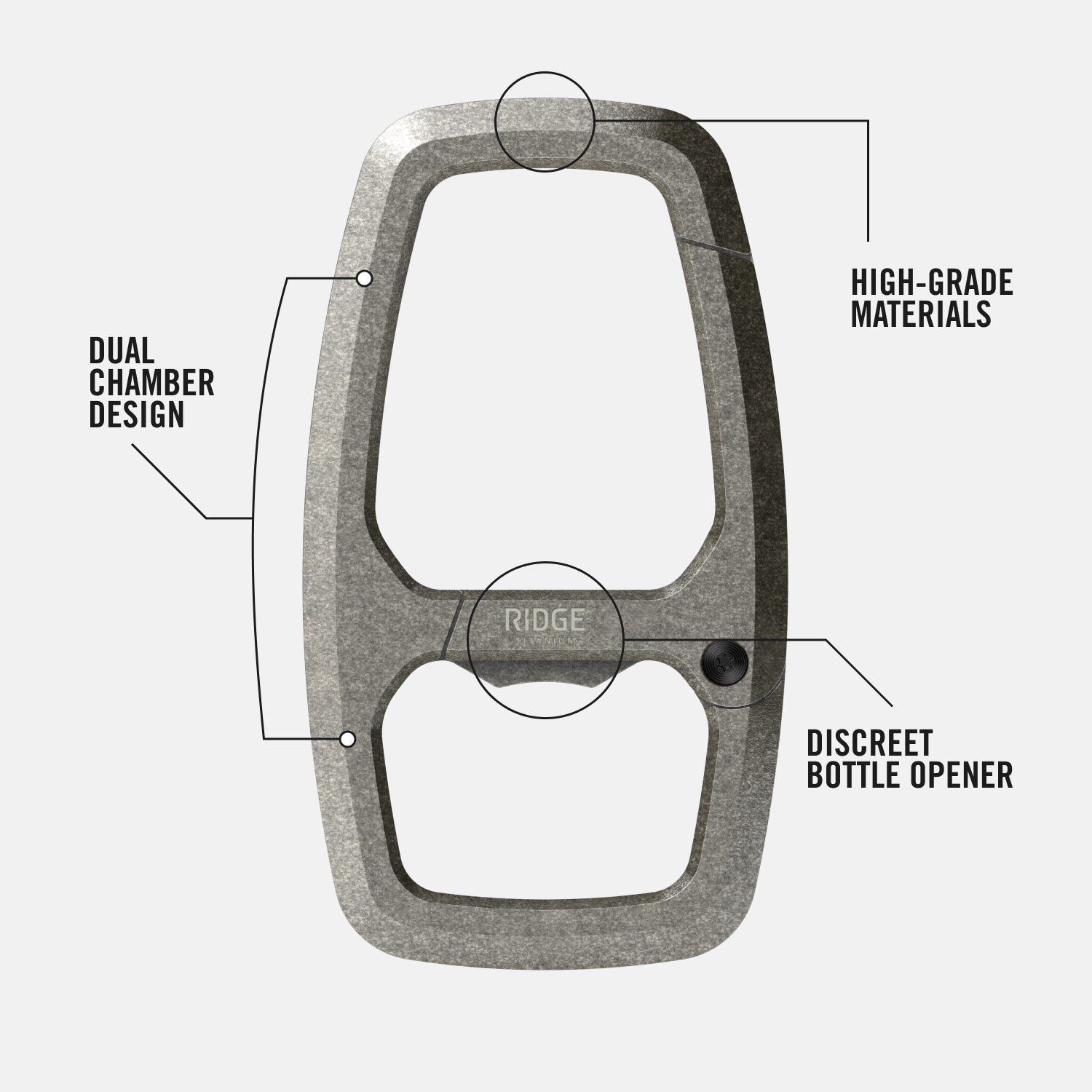 Dual Chamber Carabiner - Stonewashed Titanium
