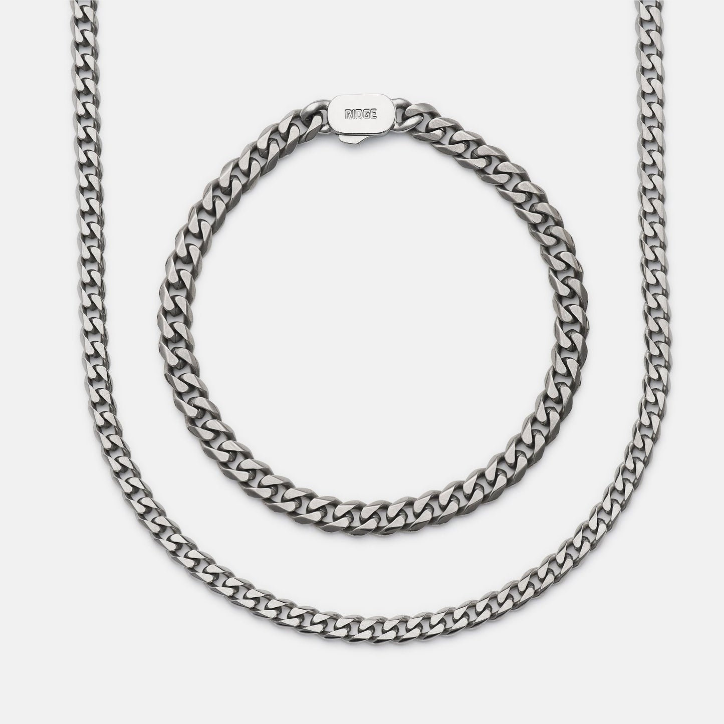 6mm Curb Bracelet - Titanium - Large