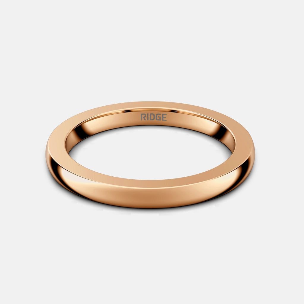 2mm Rounded Ring Set - 14K Rose Gold