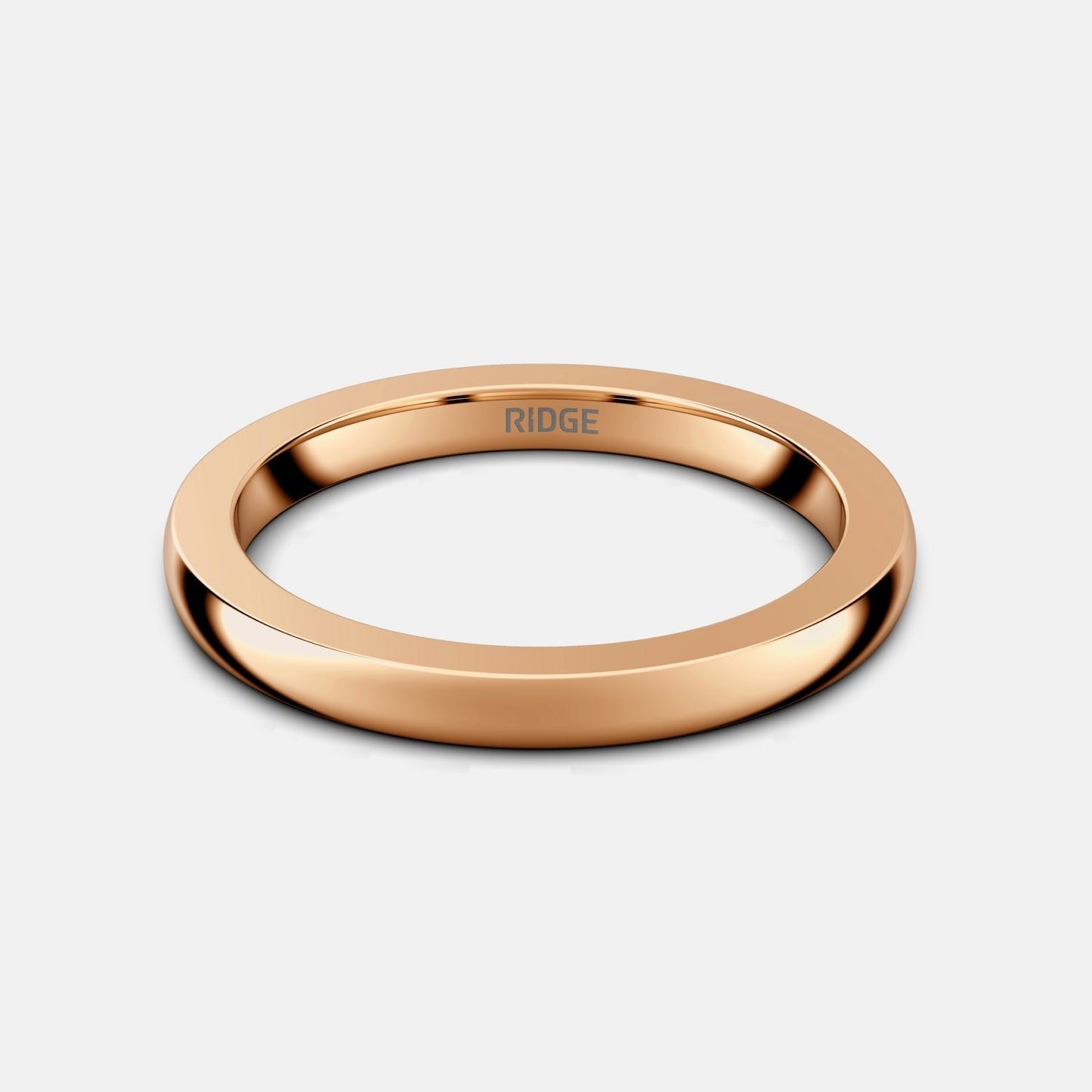 2mm Rounded Ring Set - 14K Rose Gold
