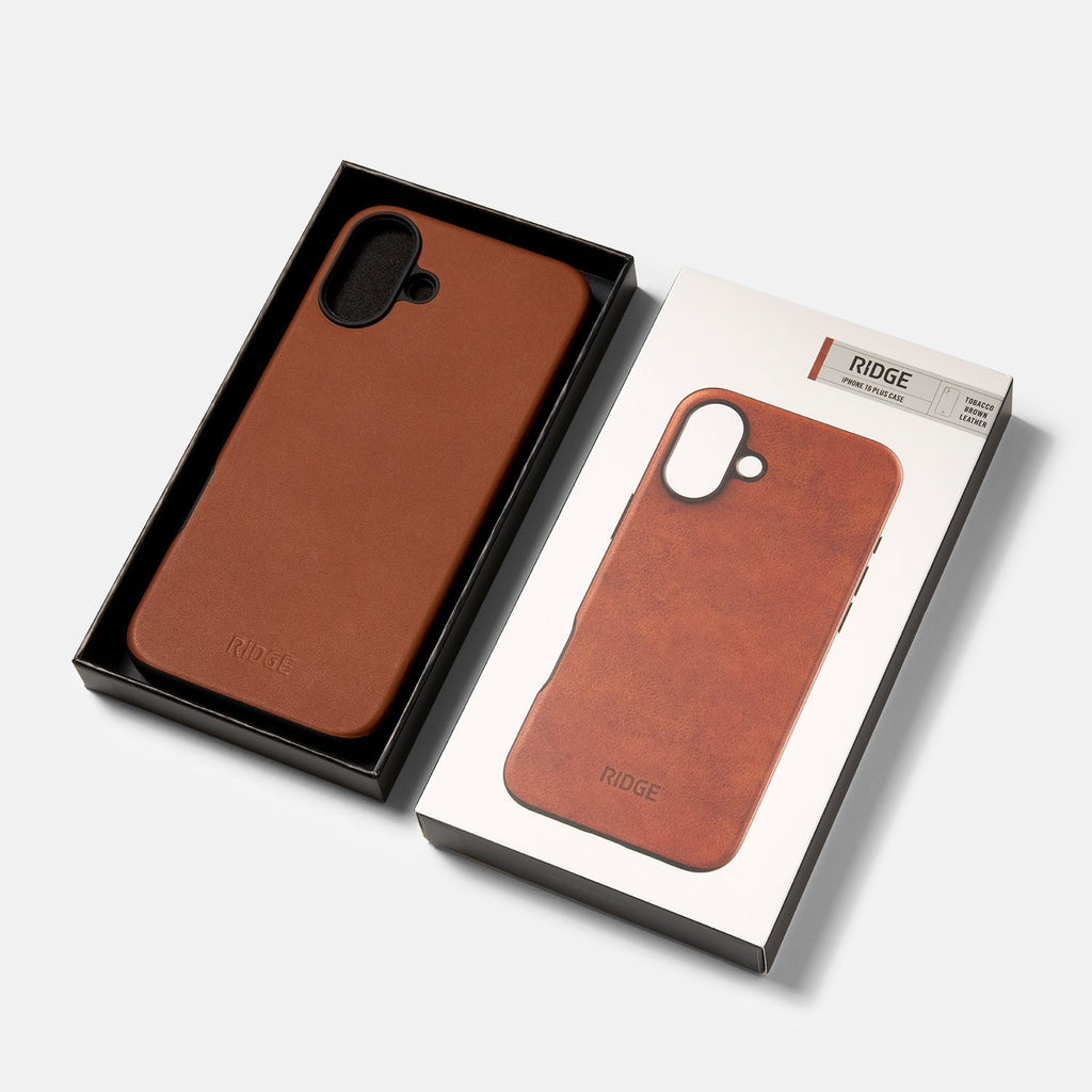 Ridge Phone Case - Tobacco Brown Leather - iPhone 16 Plus